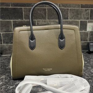 NWOT Kate Spade Knott Satchel in Duck Green pebbled leather